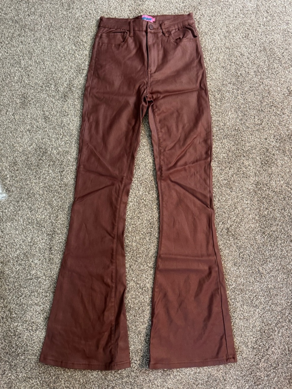 Edikted Leather Flare Pants - Brown